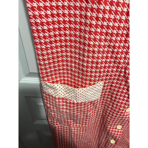 Vintage red and white Houndstooth button down dress from Italy - Picture 2 of 4